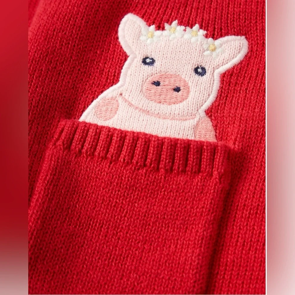 2021 Gymboree “Farming Friends” Embroidered Animal Cardigan, Size 6